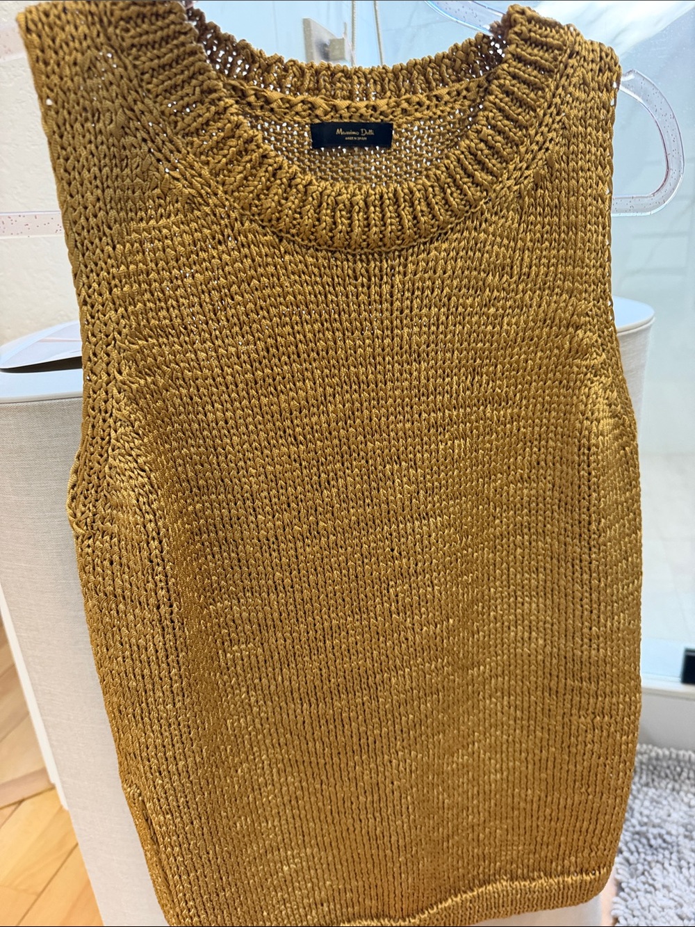 Massimo Dutti Sleeveless Crewneck Sweater - Tan